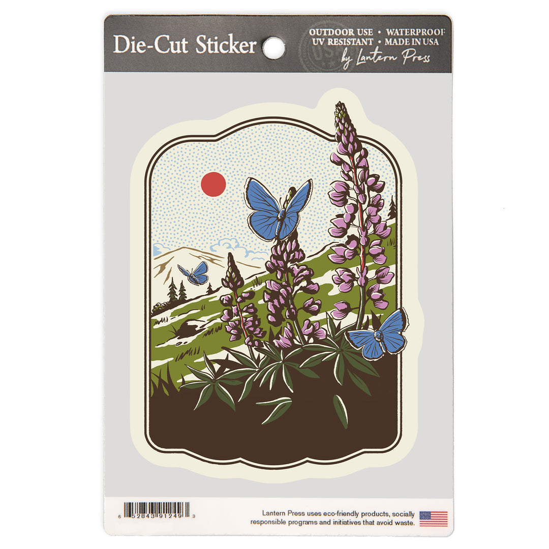 Vintage Linework, Mission Blue, Vinyl Sticker
