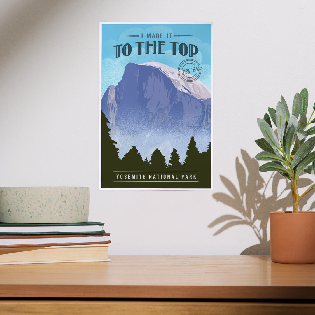 Yosemite National Park, California, I Made it to the Top, Half Dome, Lithograph, Art & Giclee Prints