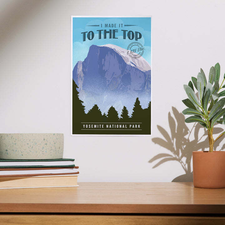 Yosemite National Park, California, I Made it to the Top, Half Dome, Lithograph, Art & Giclee Prints
