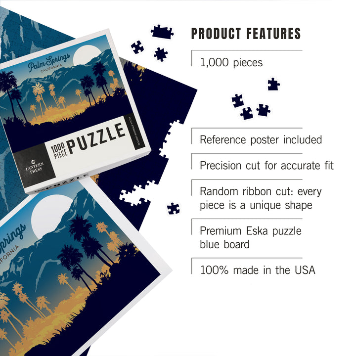 Palm Springs, California, Go Explore, Hiker and Desert, Sunset, 1000 Piece Jigsaw Puzzle