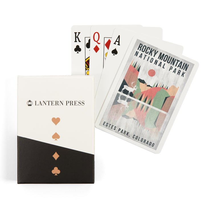 Playing Cards, Rocky Mountain National park, Estes park, Colorado, Elk, Geometric Opacity Press, 52 Card Deck with Jokers in Box, Unique Art