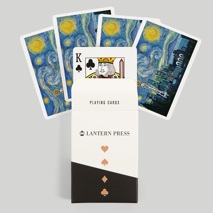 Playing Cards, Seattle, Washington, Starry Night City Series, 52 Card Deck with Jokers in Box, Unique Art