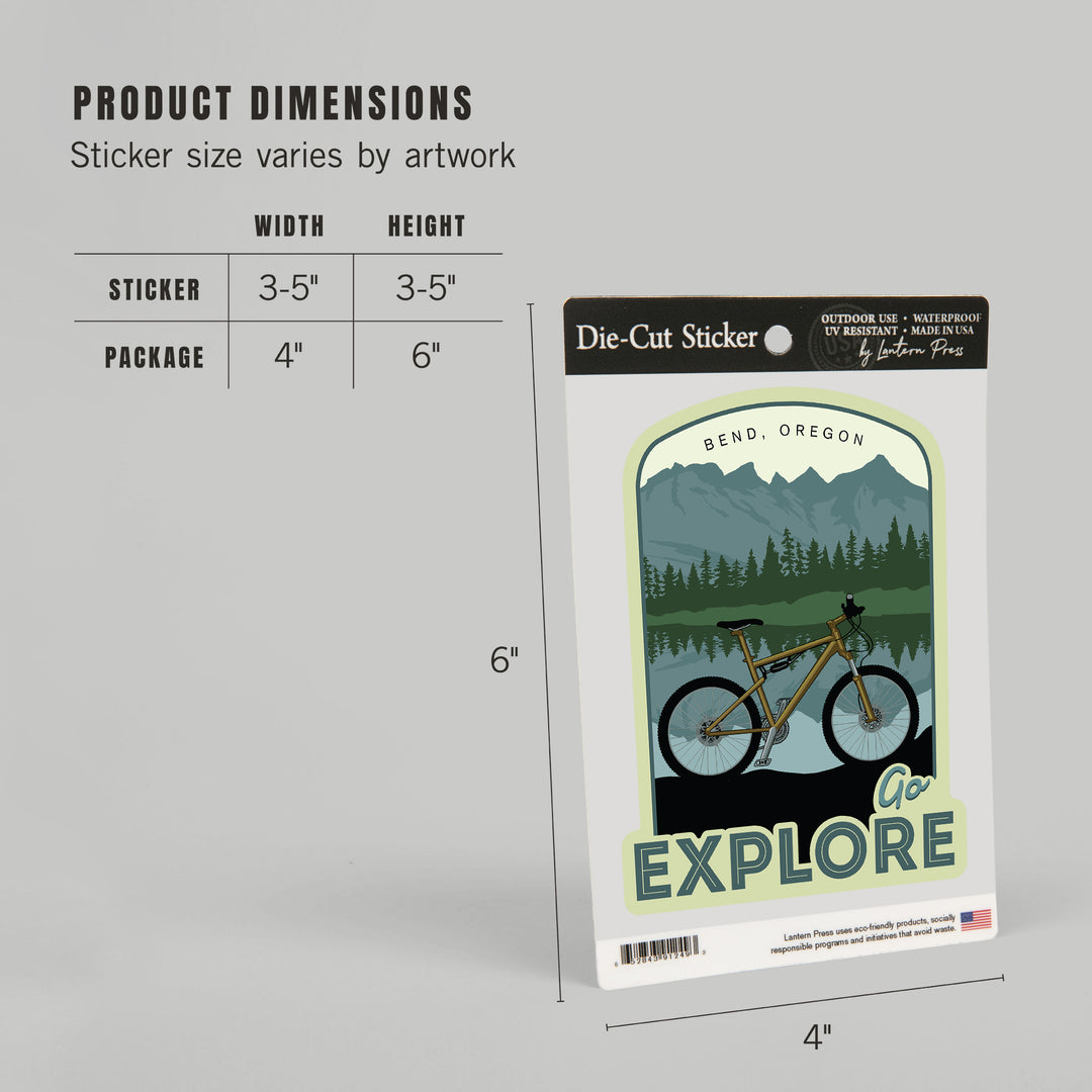 Bend, Oregon, Go Explore, Bike, Contour, Vinyl Sticker