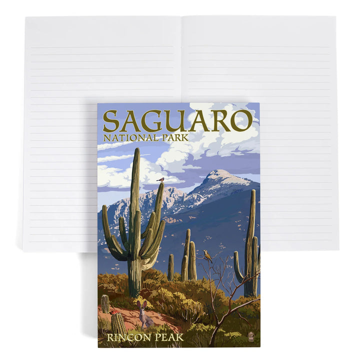 Lined 6x9 Journal, Saguaro National Park, Arizona, Rincon Peak, Lay Flat, 193 Pages, FSC paper