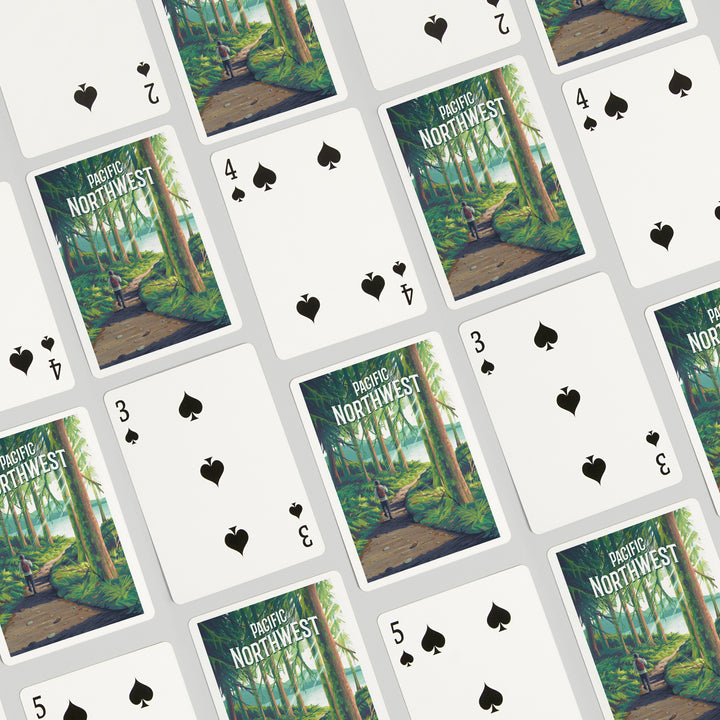 Playing Cards, Pacific Northwest, Walk In The Woods, Day Hike, 52 Card Deck with Jokers in Box, Unique Art