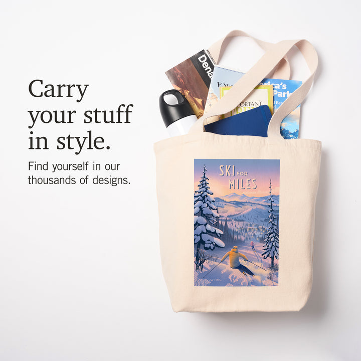 Ski for Miles, Skiing, Tote Bag