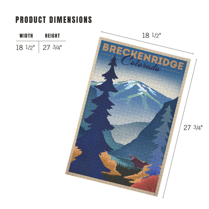 Breckenridge, Colorado, Moose and Mountain, Litho, 1000 Piece Jigsaw Puzzle