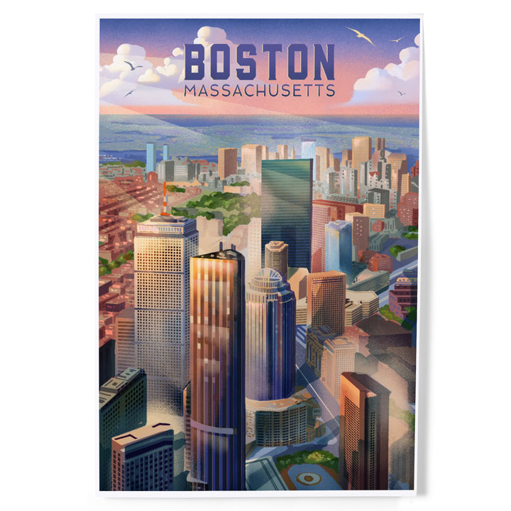 Boston, Massachusetts, Lithograph, City Series, Art & Giclee Prints