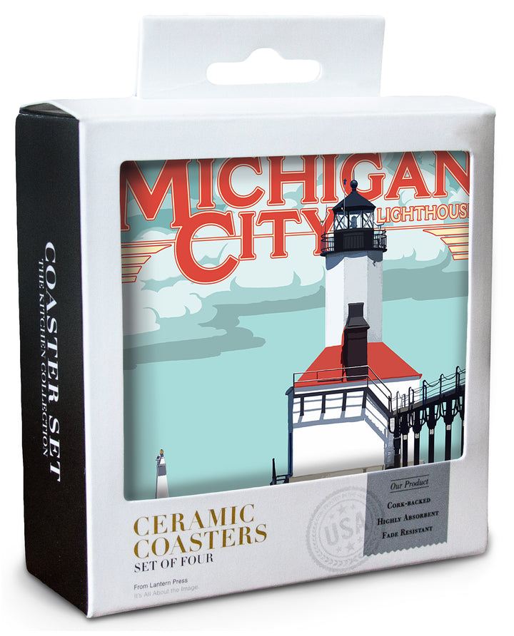 Indiana, Michigan City Lighthouse, Coaster Set