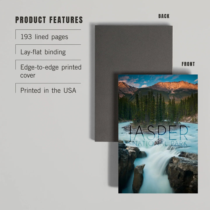 Lined 6x9 Journal, Jasper National Park, Alberta, Canada, Sunwapta Falls, Lay Flat, 193 Pages, FSC paper
