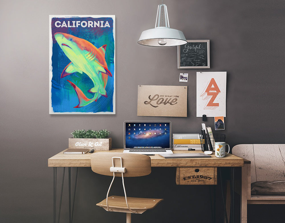 California, Vivid, Blacktip Shark, Stretched Canvas