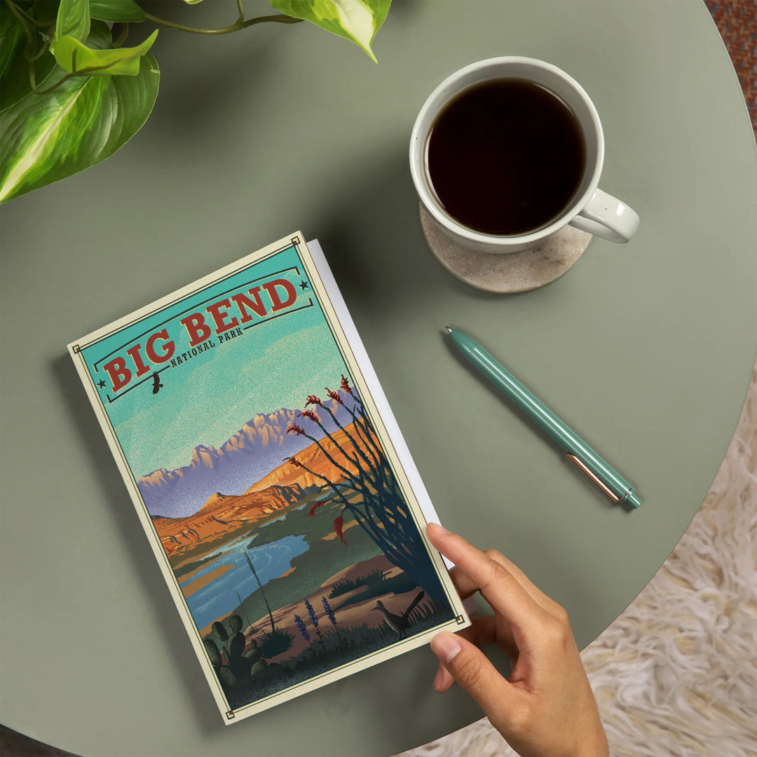 Lined 6x9 Journal, Big Bend National Park, Lithograph National Park Series, Lay Flat, 193 Pages, FSC paper
