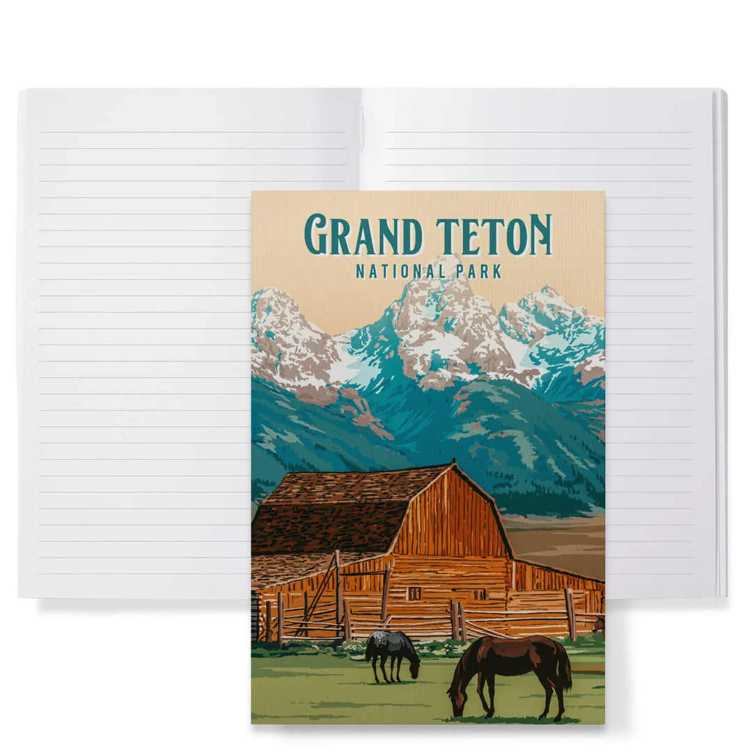 Lined 6x9 Journal, Grand Teton National Park, Wyoming, Painterly National Park Series, Lay Flat, 193 Pages, FSC paper