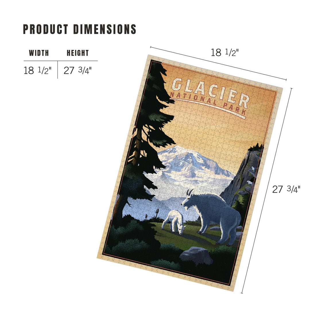 Glacier National Park, Mountain Goats and Mountain, Jigsaw Puzzle
