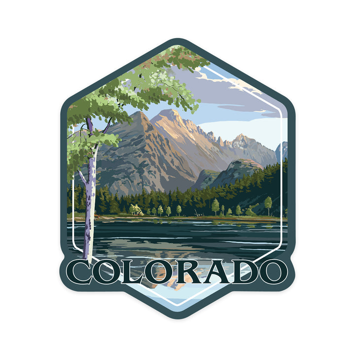Colorado, Peaks and Lake, Contour, Vinyl Sticker