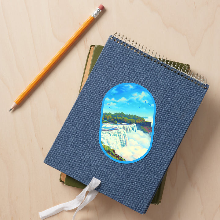 Niagara Falls, New York, Oil Painting, Vinyl Sticker