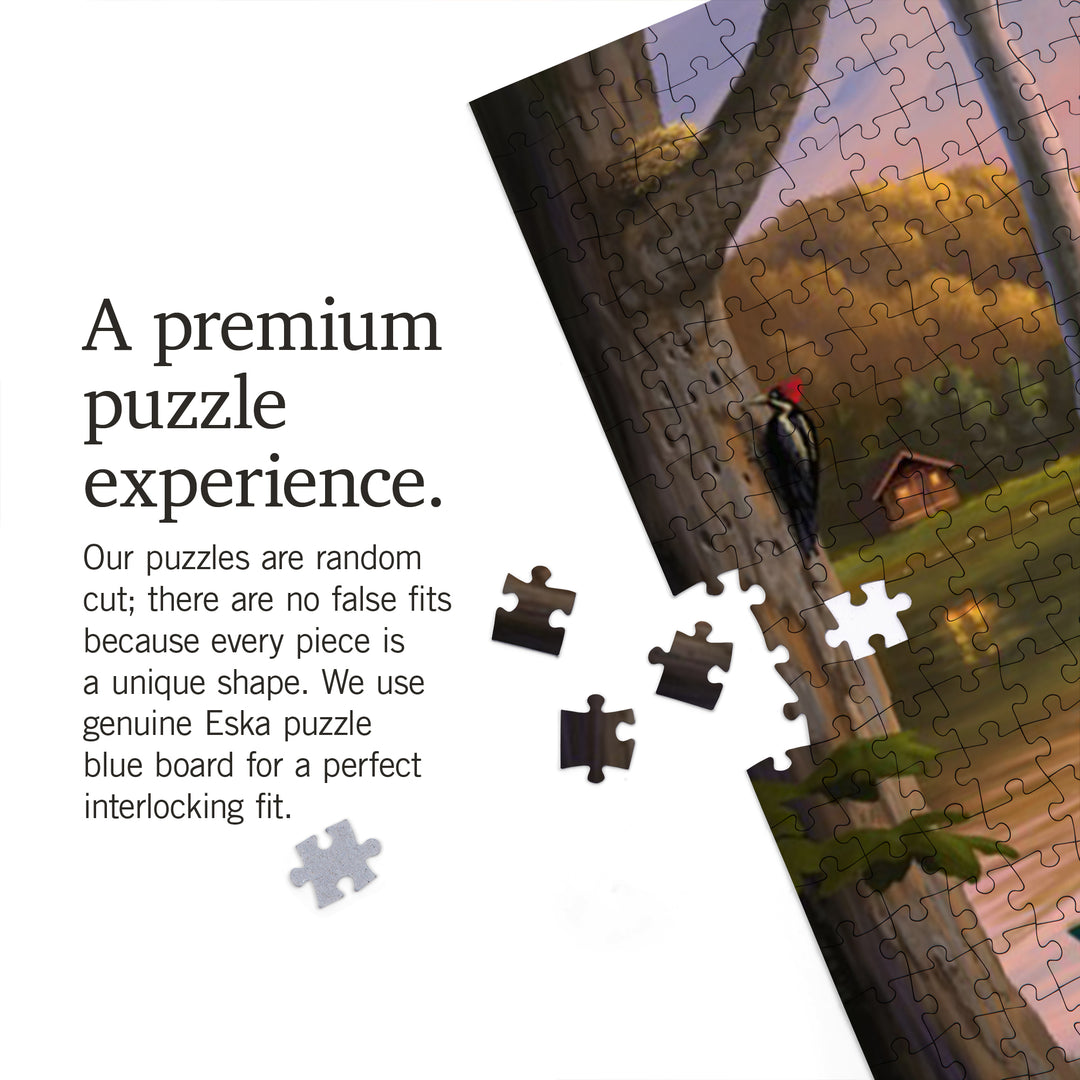 Lake Living, Cabin in Woods, Jigsaw Puzzle