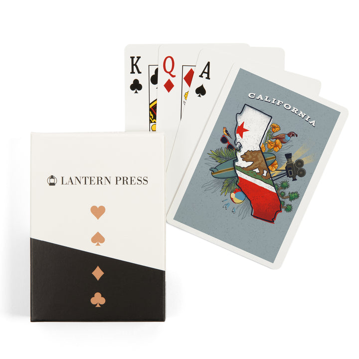 Playing Cards, California, State Treasure Trove, 52 Card Deck with Jokers in Box, Unique Art