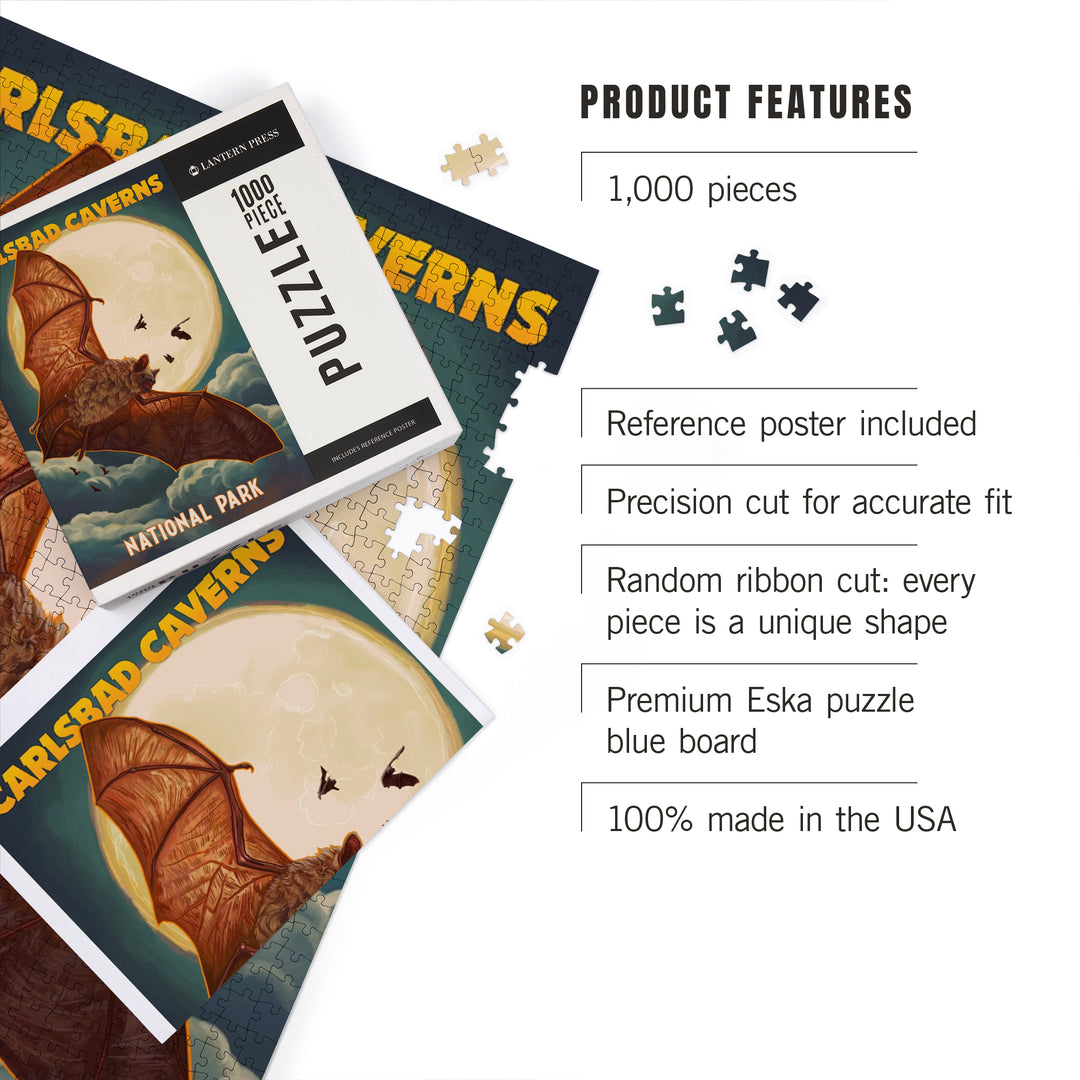 Carlsbad Caverns National Park, Bats and Full Moon, 1000 Piece Jigsaw Puzzle