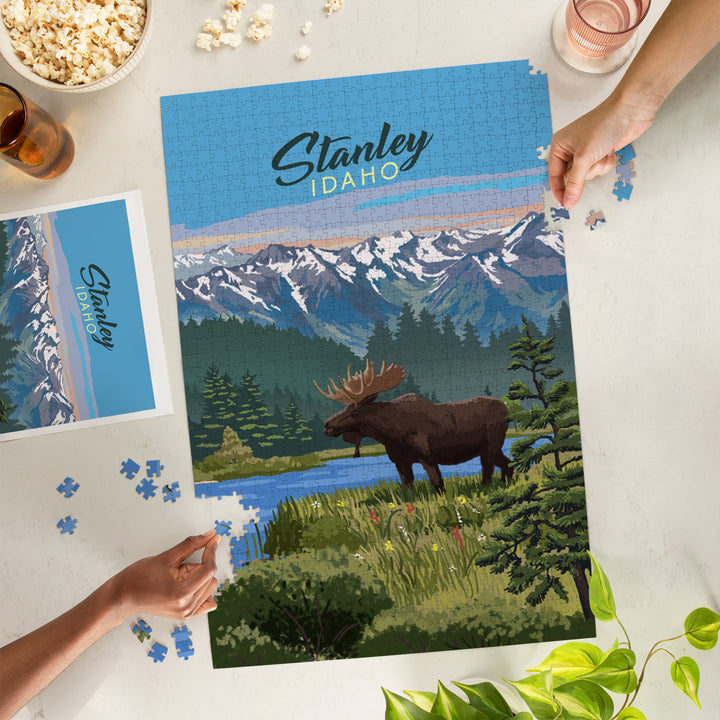 Stanley, Idaho, Painterly Series, Moose, Summer Scene, 1000 Piece Jigsaw Puzzle