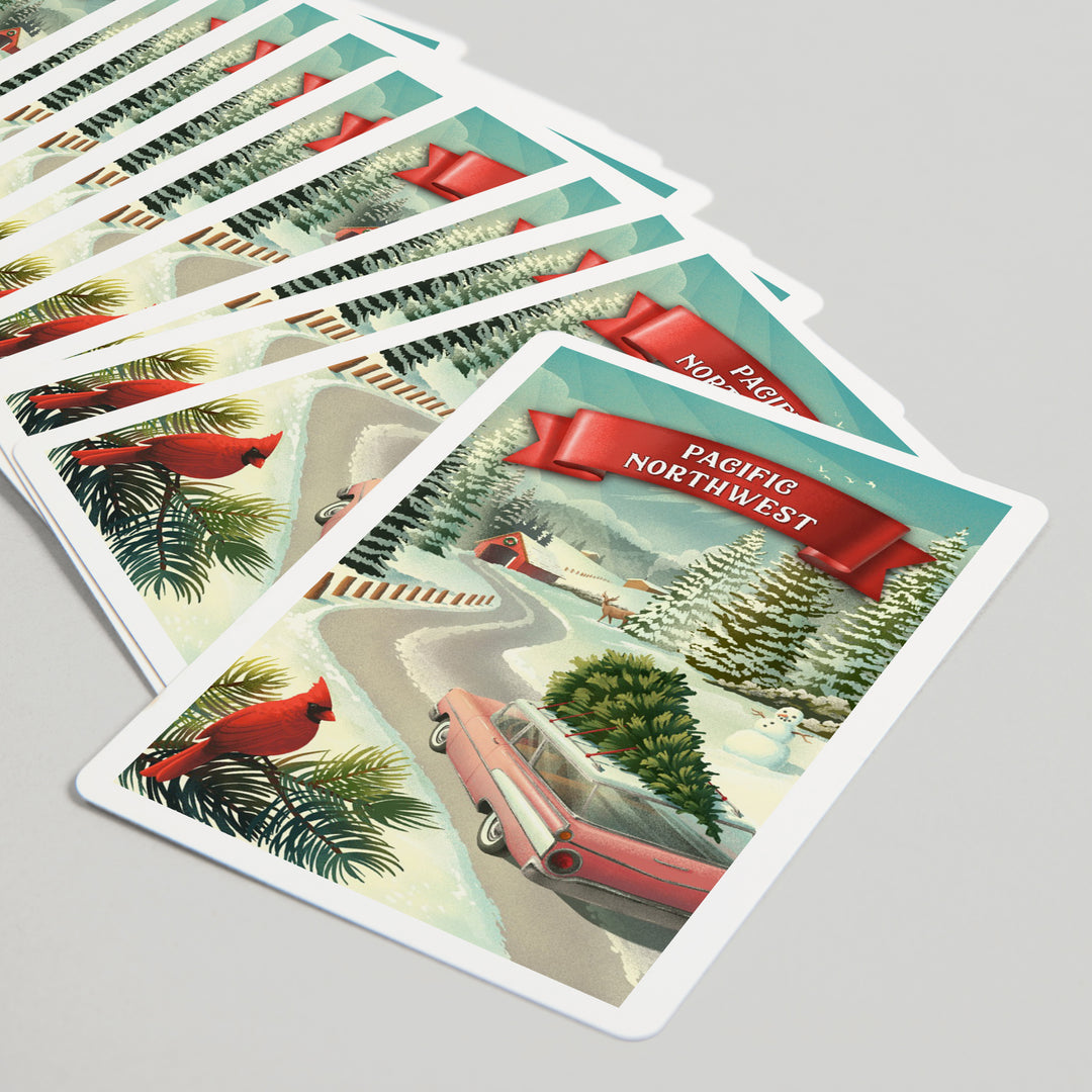 Playing Cards, Pacific Northwest, Holiday Tradition, 52 Card Deck with Jokers in Box, Unique Art