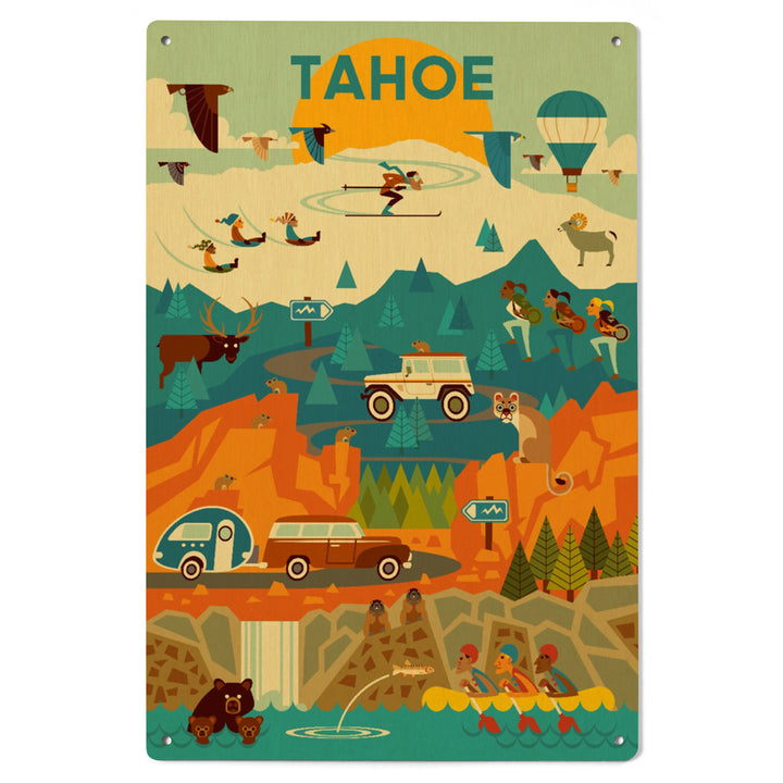 Lake Tahoe, California, Geometric, Tahoe, Wood Signs and Postcards