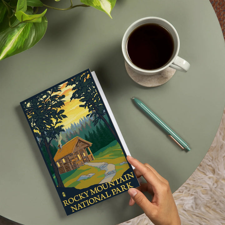 Lined 6x9 Journal, Rocky Mountain National Park, Colorado, Cabin Scene, Lay Flat, 193 Pages, FSC paper