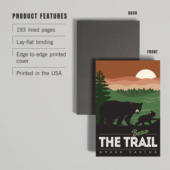 Lined 6x9 Journal, Grand Canyon National Park, Arizona, Bear the Trail, Vector Style, Lay Flat, 193 Pages, FSC paper