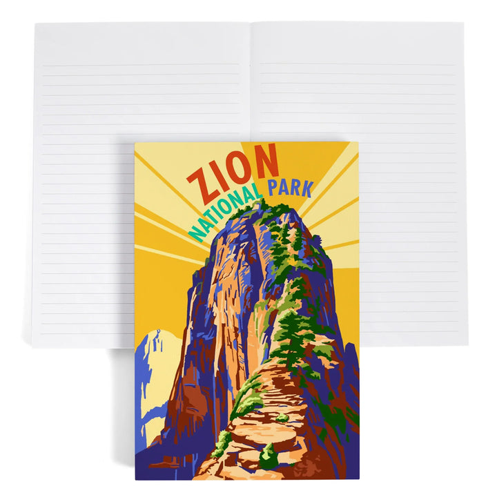 Lined 6x9 Journal, Zion National Park, Angel's Landing Psychedelic, Lay Flat, 193 Pages, FSC paper