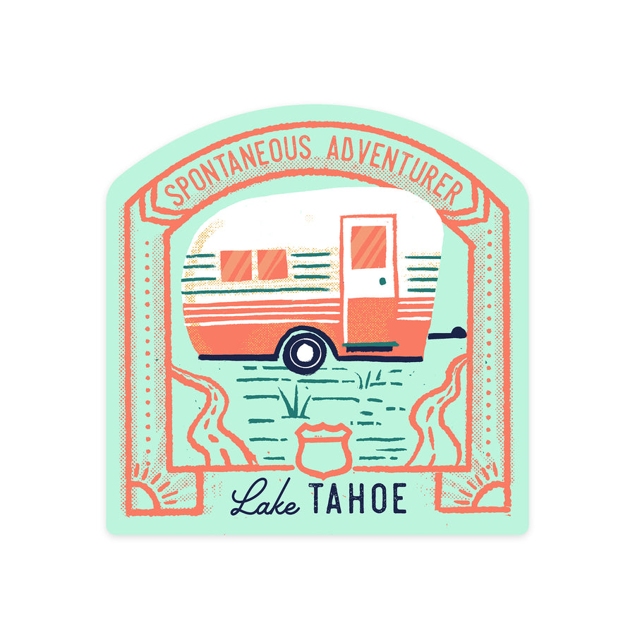 Lake Tahoe, Lake Life Series, Spontaneous Adventurer, Contour, Vinyl Sticker - Lantern Press