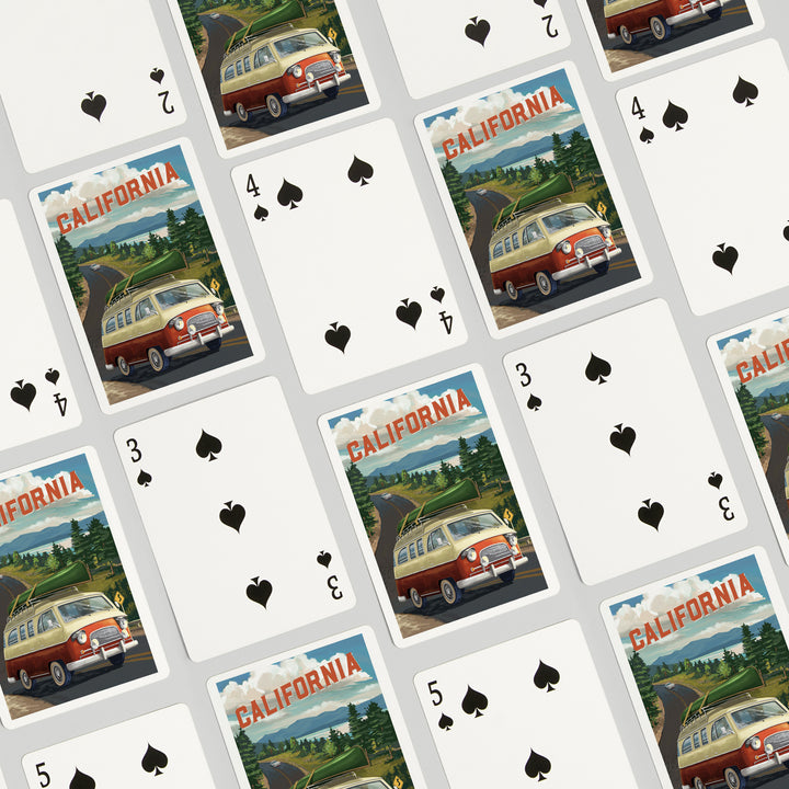 Playing Cards, California, Painterly, Camper Van, Off To Roam, 52 Card Deck with Jokers in Box, Unique Art
