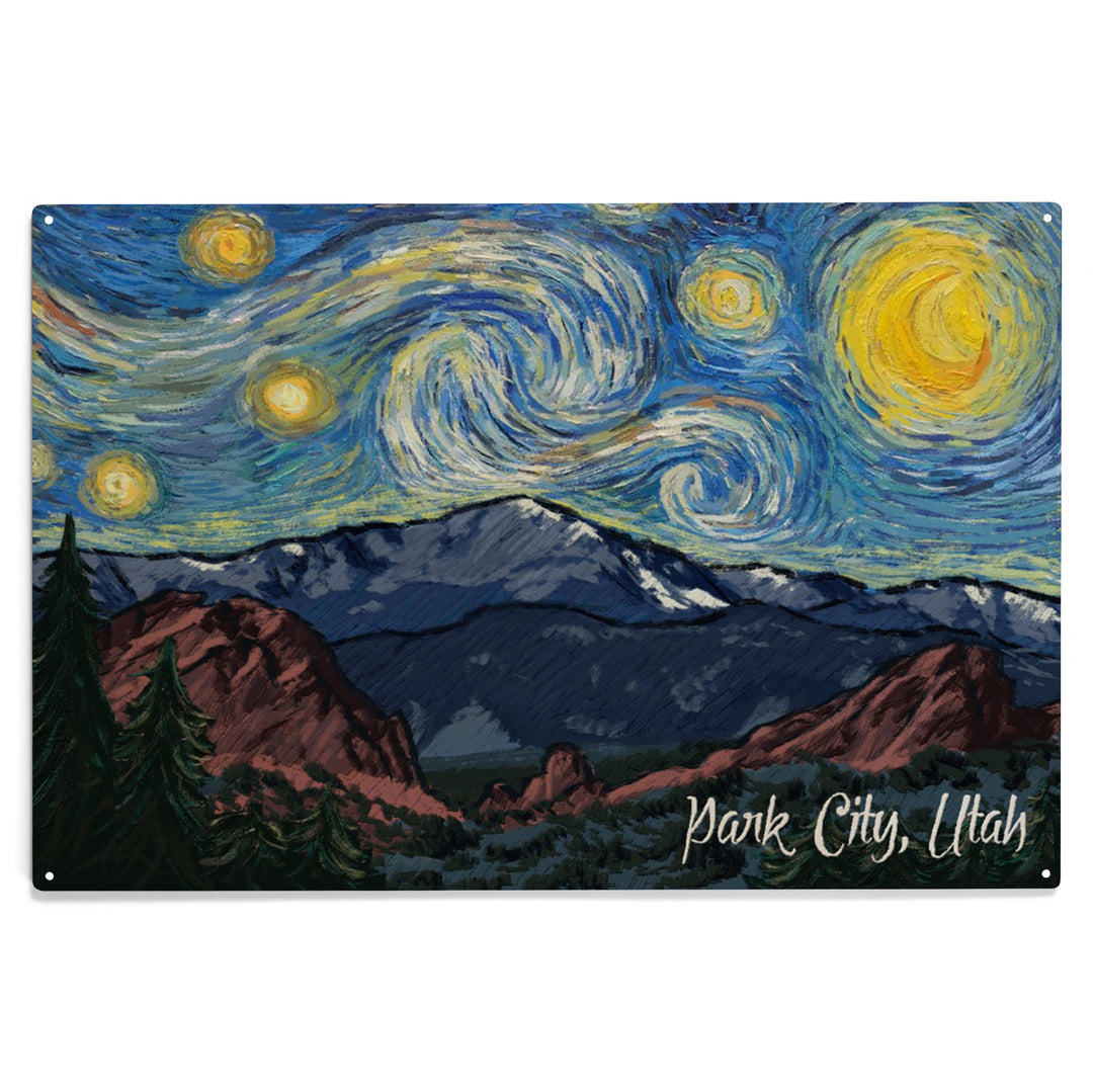 Park City, Utah, Mountain Peak, Starry Night, Wood Sign and Postcards