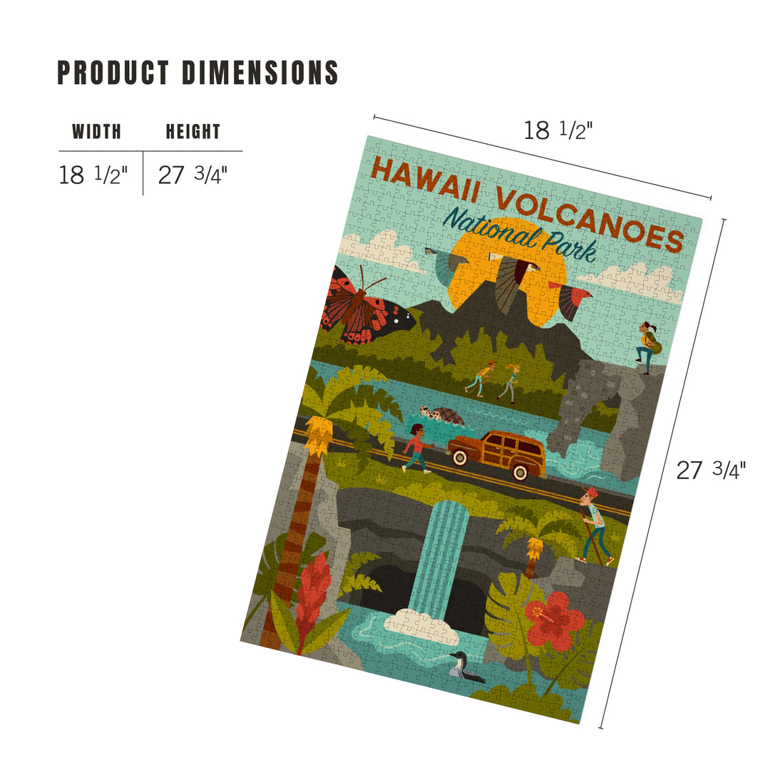 Hawaii Volcanoes National Park, Hawaii, Geometric National Park Series, Jigsaw Puzzle