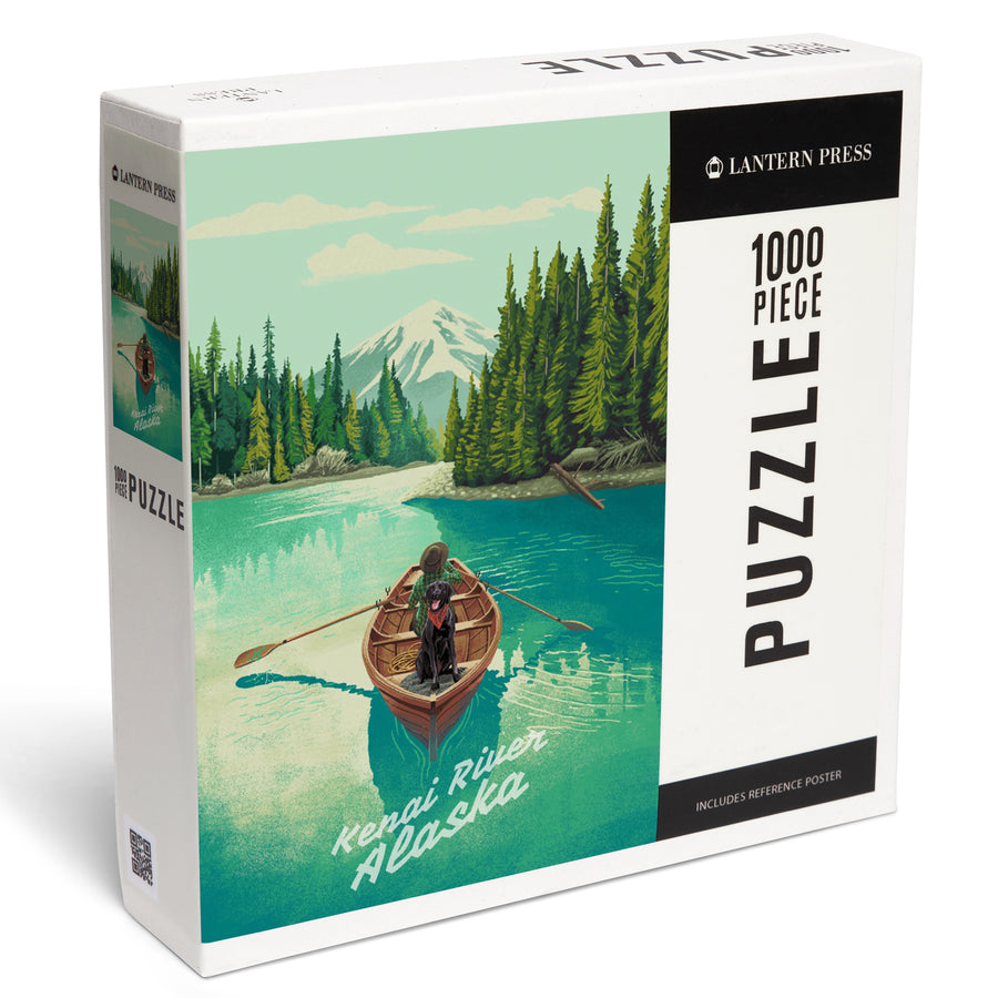 Kenai River, Alaska, Quiet Explorer, Boating, Mountain, Jigsaw Puzzle - Lantern Press