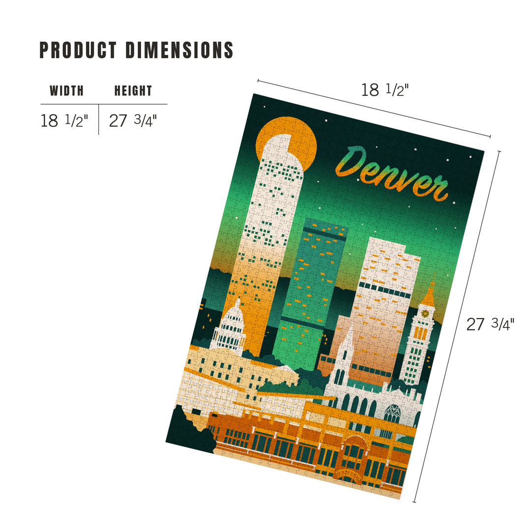 Denver, Colorado, Retro Skyline Chromatic, 1000 Piece Jigsaw Puzzle