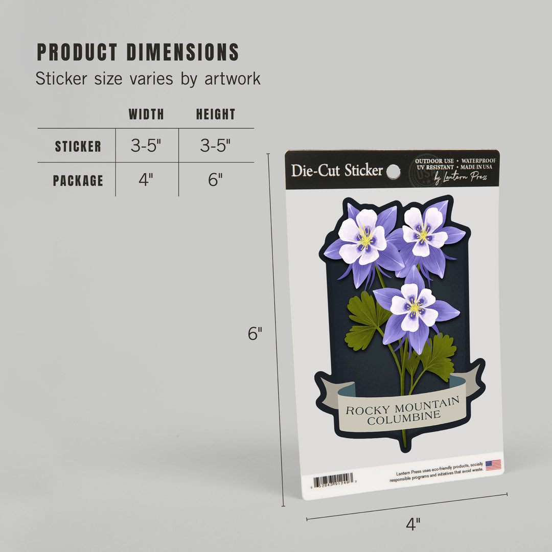 Vintage Flora Noir, Rocky Mountain Columbine, Vinyl Sticker