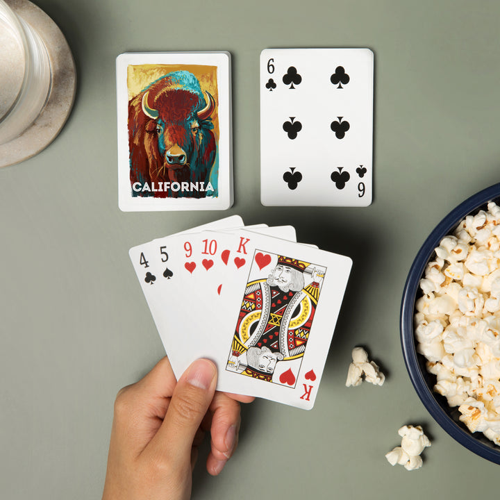 Playing Cards, California, Vivid, Bison, 52 Card Deck with Jokers in Box, Unique Art