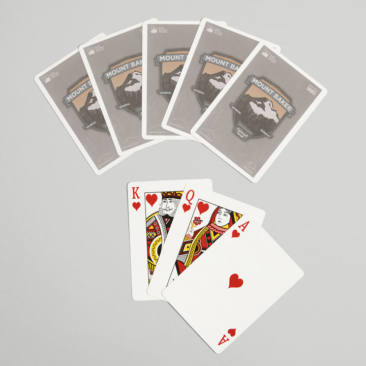 Playing Cards, Mount Baker, Washington, Pacific Northwest Volcanoes, 52 Card Deck with Jokers in Box, Unique Art