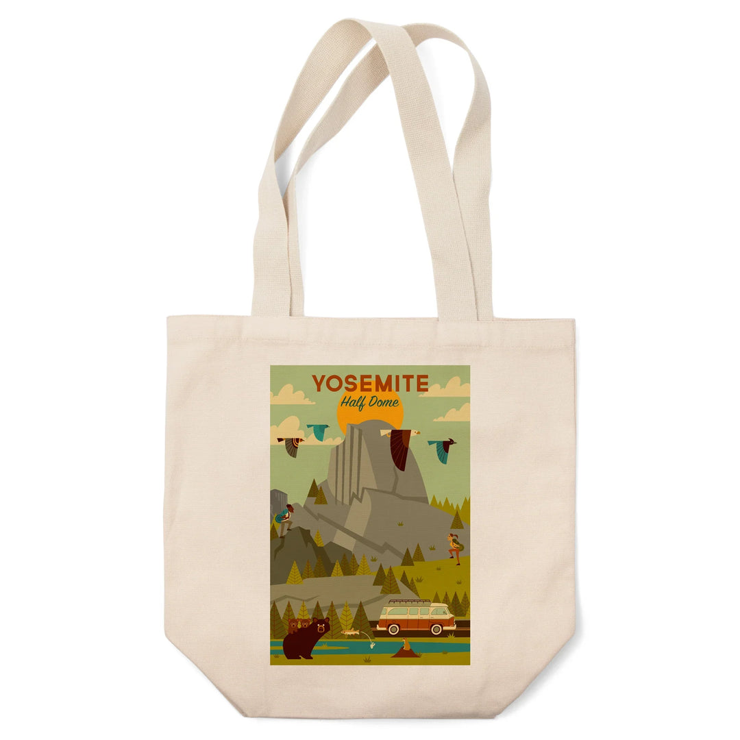 Yosemite National Park, California, Geometric National Park Series, Half Dome, Tote Bag