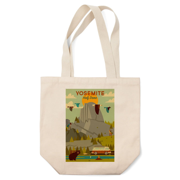 Yosemite National Park, California, Geometric National Park Series, Half Dome, Tote Bag