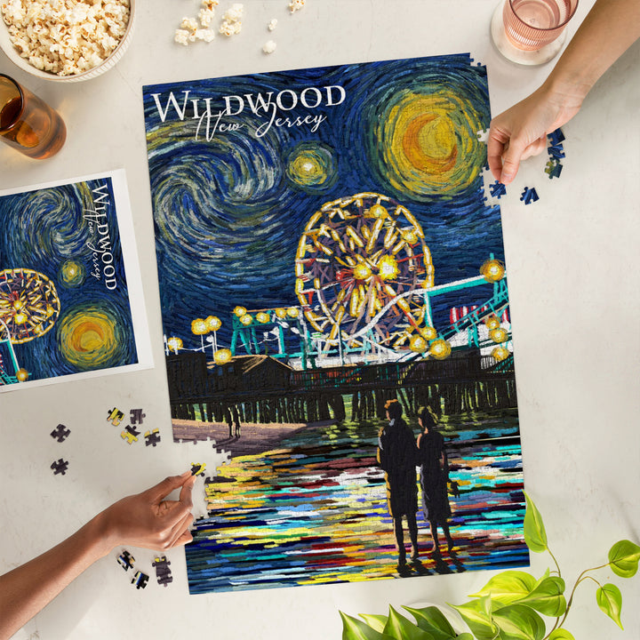 Wildwood, New Jersey, Wildwood Pier, Starry Night, 1000 Piece Jigsaw Puzzle