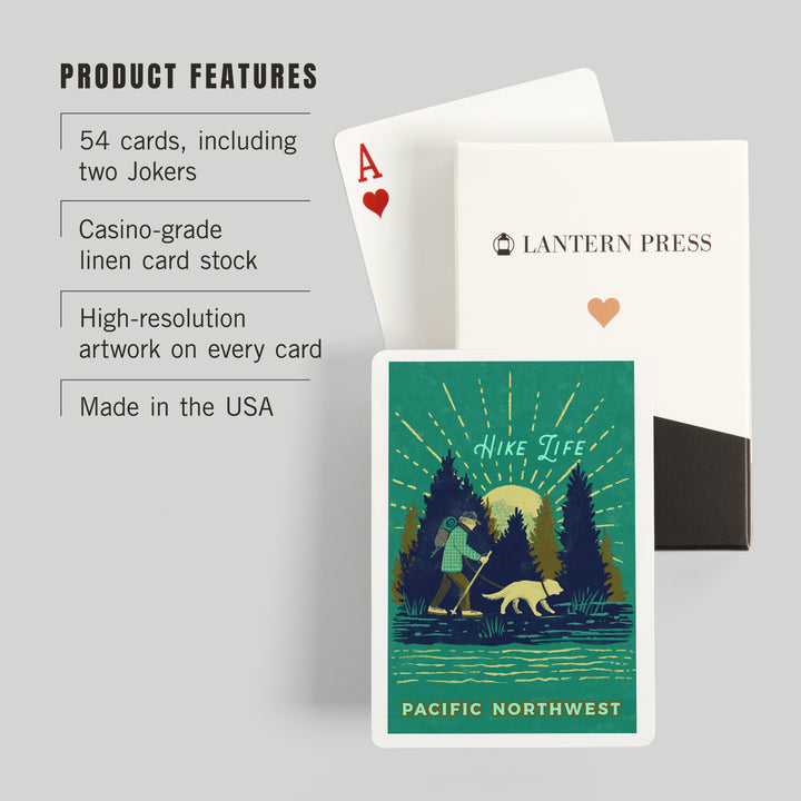 Playing Cards, Pacific Northwest, Lake Life Series, Hike Life, 52 Card Deck with Jokers in Box, Unique Art