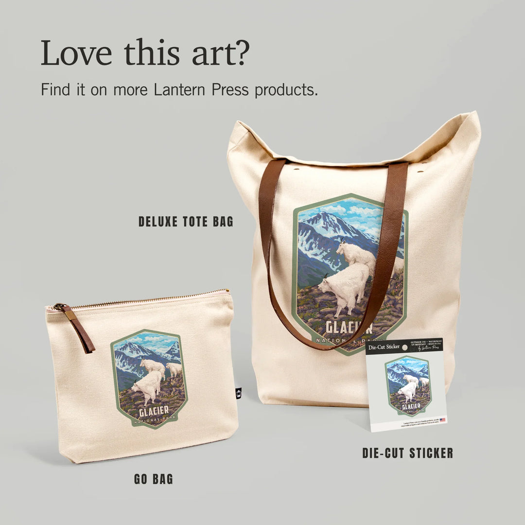 Glacier National Park, Montana, Goat Family, Organic Cotton Zipper Pouch, Go Bag