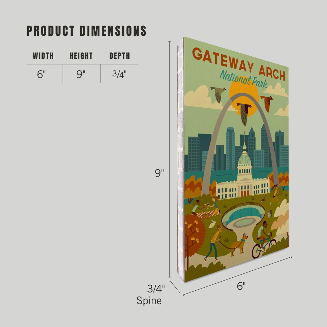 Lined 6x9 Journal, Gateway Arch National Park, Missouri, Geometric National Park Series, Lay Flat, 193 Pages, FSC paper