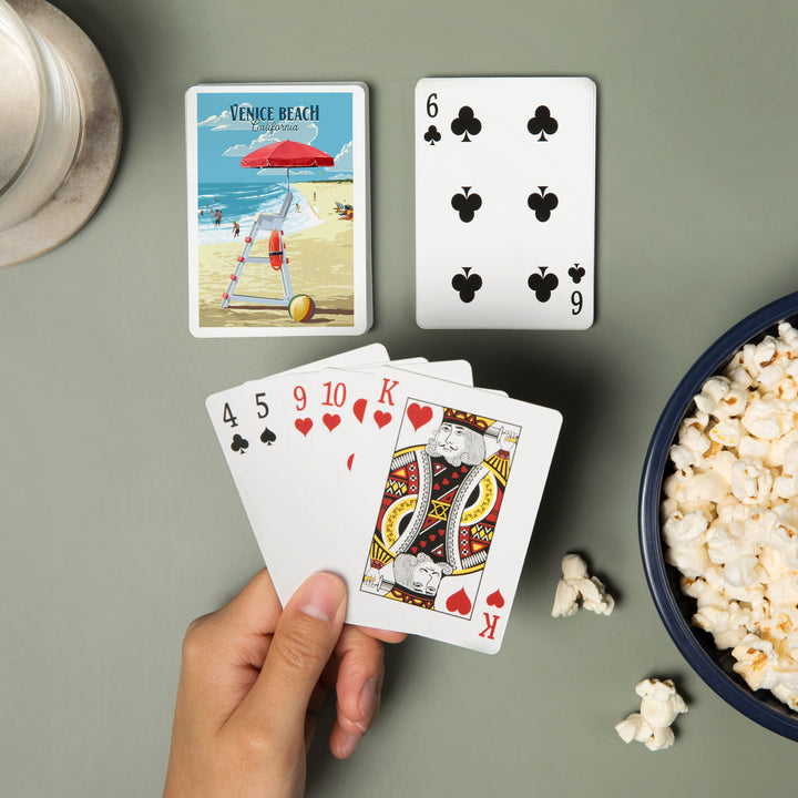 Playing Cards, Venice Beach, California, Lifeguard Stand, 52 Card Deck with Jokers in Box, Unique Art