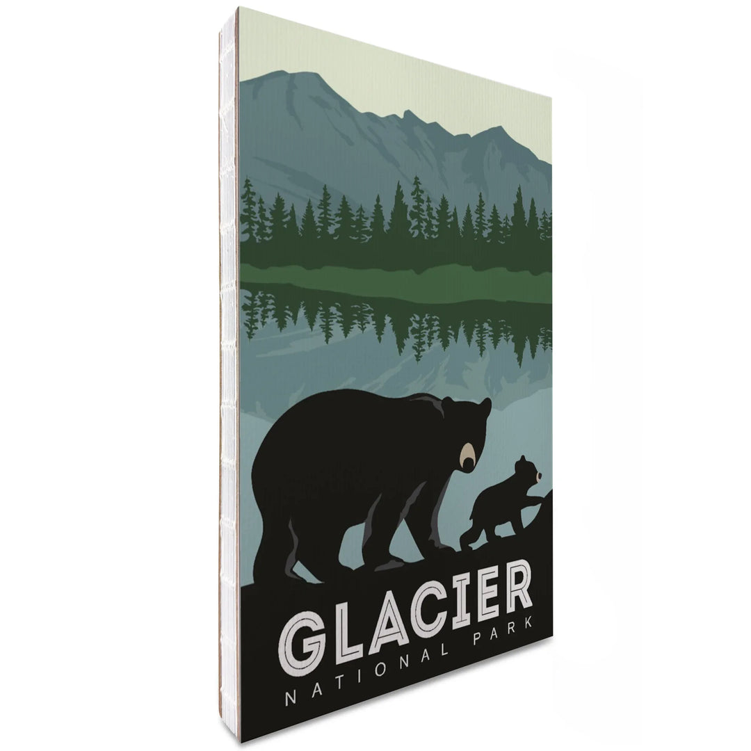 Lined 6x9 Journal, Glacier National Park, Montana, Bear and Cub, Family Time, Lay Flat, 193 Pages, FSC paper