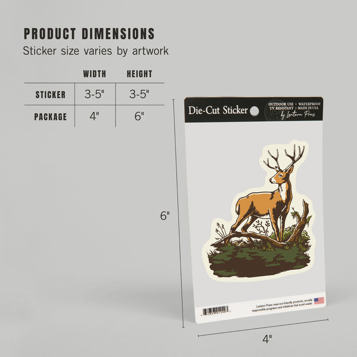 Vintage Linework, Whitetail Deer, Vinyl Sticker