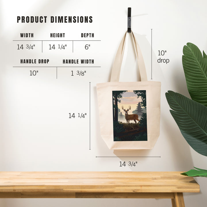 Painterly, Deer and Sunrise, Tote Bag