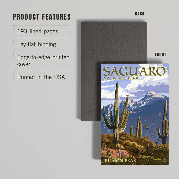 Lined 6x9 Journal, Saguaro National Park, Arizona, Rincon Peak, Lay Flat, 193 Pages, FSC paper