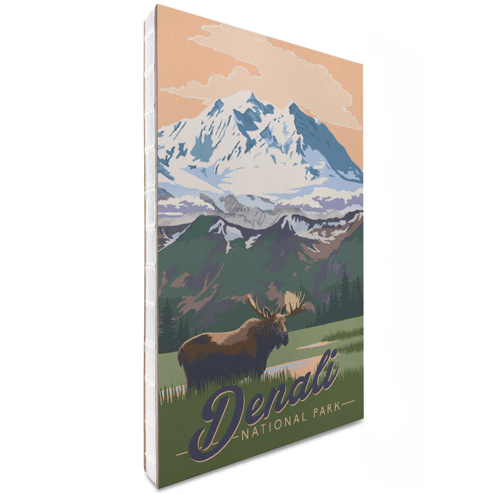 Lined 6x9 Journal, Denali National Park, Alaska, Moose and Mountains, Lay Flat, 193 Pages, FSC paper
